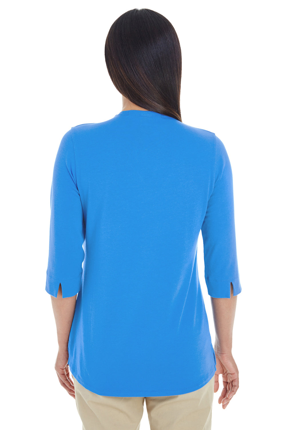 Devon & Jones DP188W Womens Perfect Fit 3/4 Sleeve Polo Shirt French Blue Back