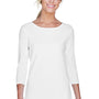 Devon & Jones Womens Perfect Fit 3/4 Sleeve Wide Neck T-Shirt - White - Closeout