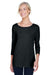 Devon & Jones DP192W Womens Perfect Fit 3/4 Sleeve Wide Neck T-Shirt Black Front