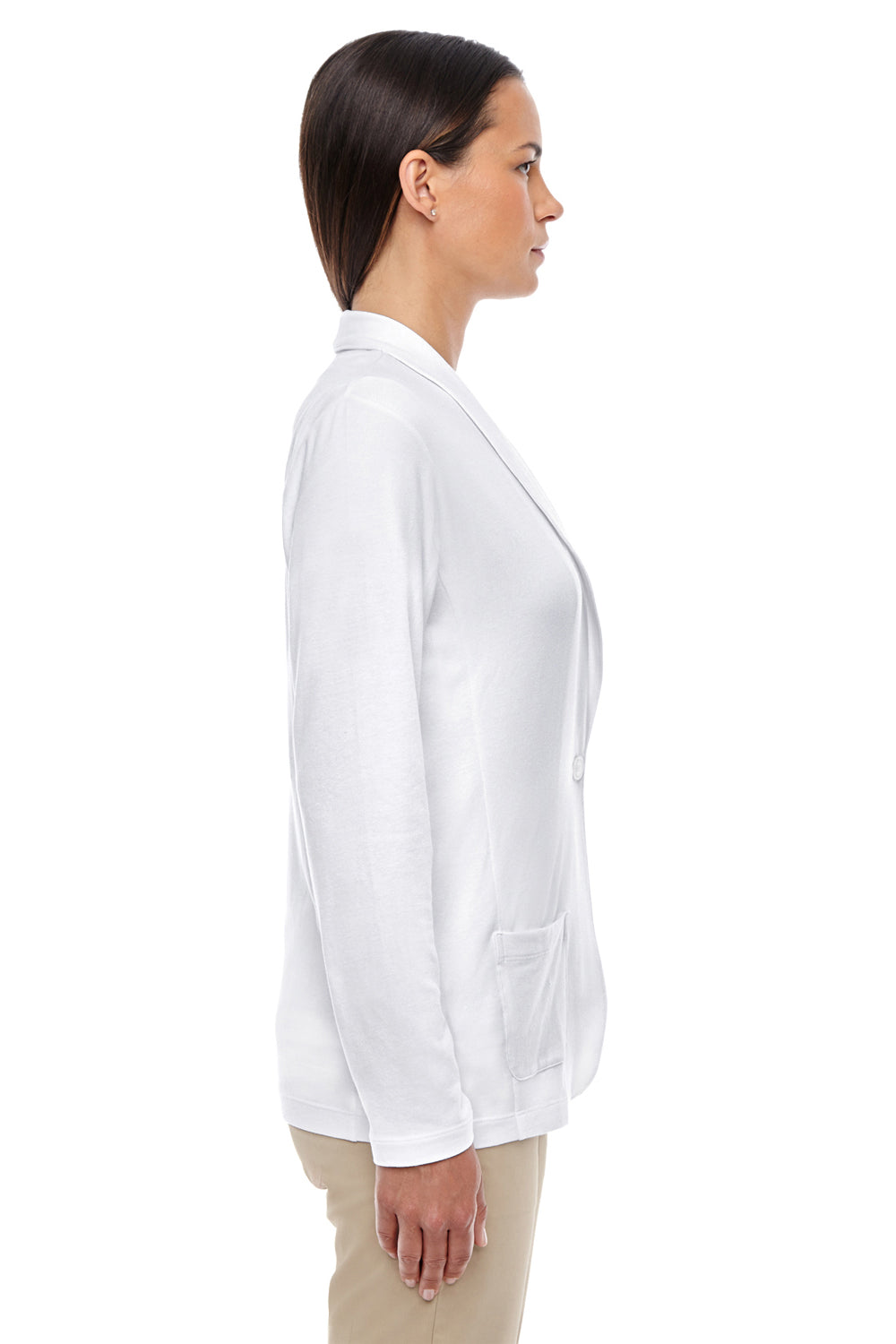 Devon & Jones DP462W Womens Perfect Fit Cardigan Sweater White Side
