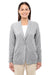 Devon & Jones DP462W Womens Perfect Fit Cardigan Sweater Heather Grey Front