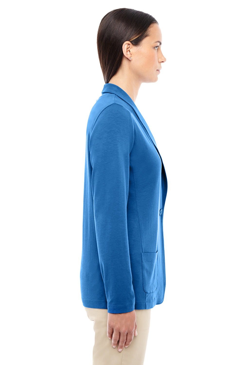 Devon & Jones DP462W Womens Perfect Fit Cardigan Sweater French Blue Side