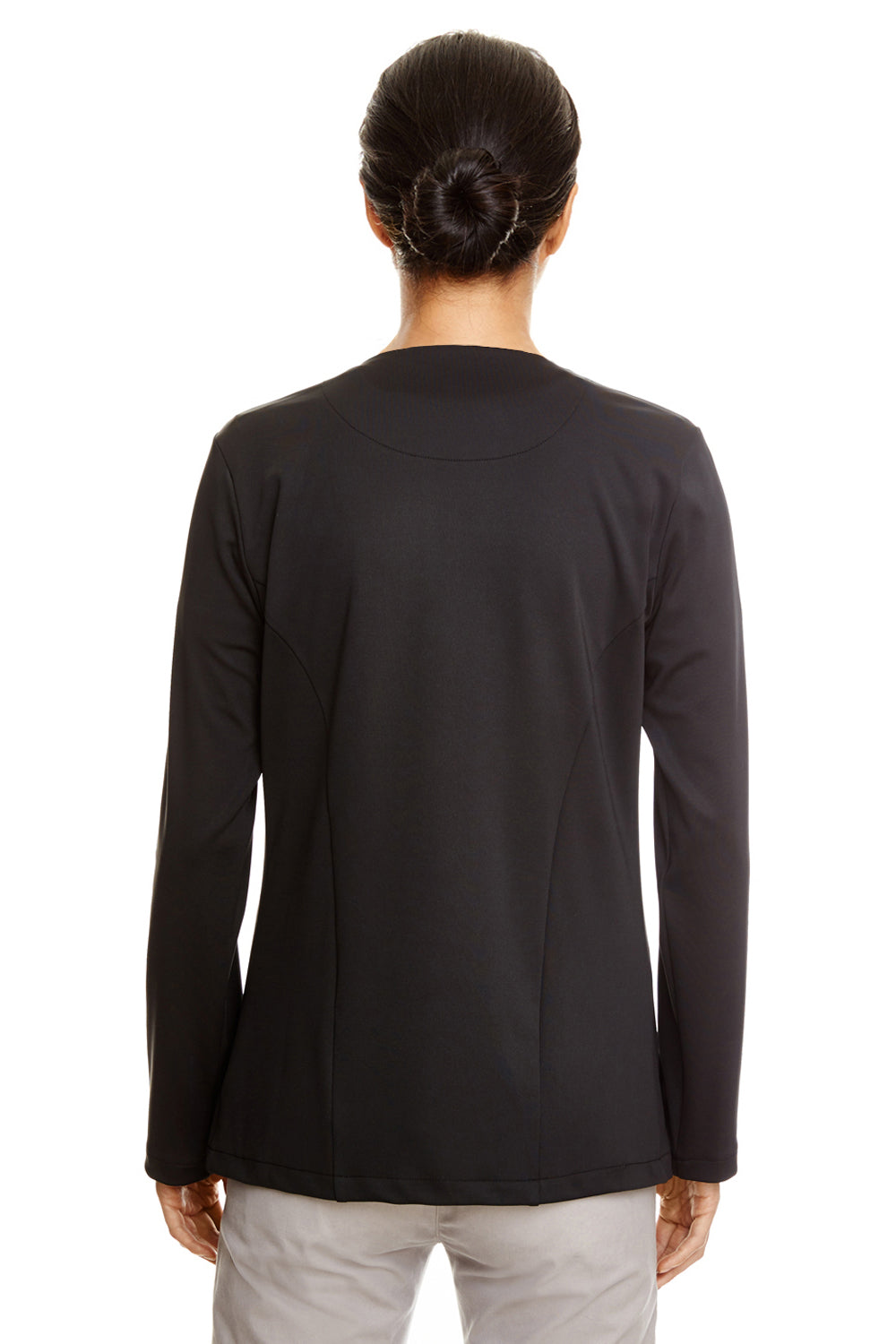 Devon & Jones DP465W Womens Perfect Fit Moisture Wicking Open Front Sweatshirt Black Back