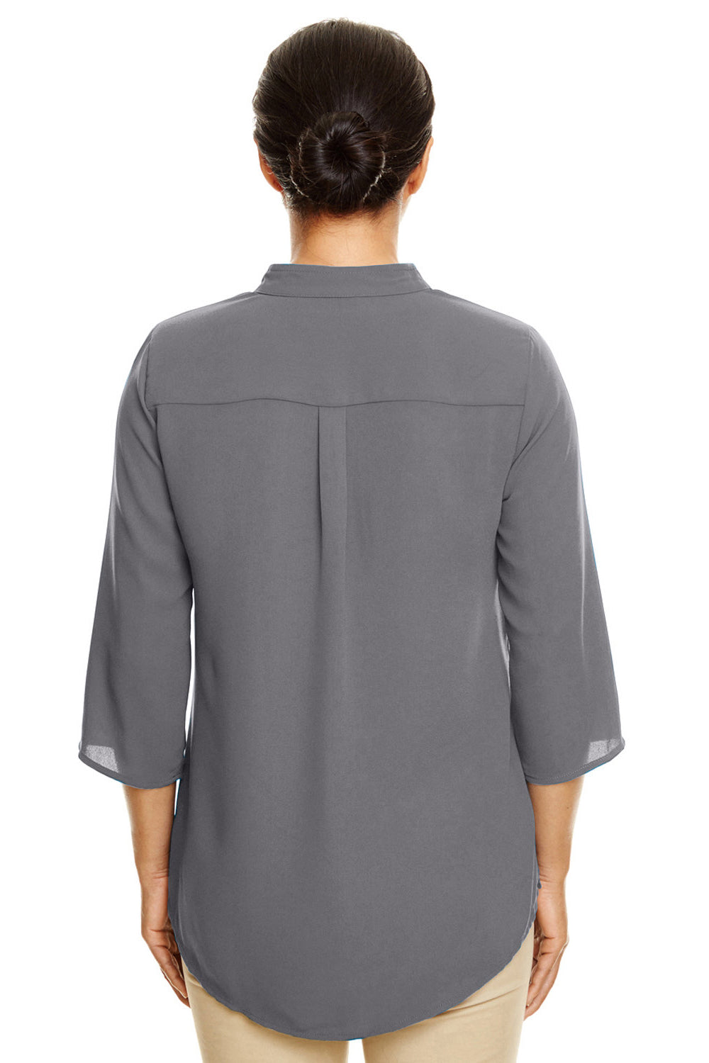 Devon & Jones DP611W Womens Perfect Fit Short Sleeve 1/4 Zip Crepe Tunic Graphite Grey Back