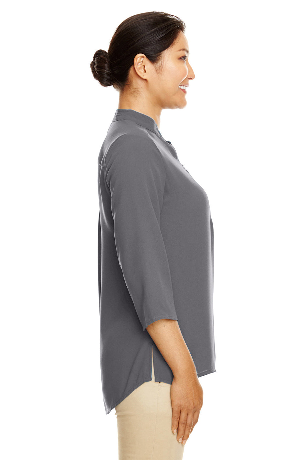 Devon & Jones DP611W Womens Perfect Fit Short Sleeve 1/4 Zip Crepe Tunic Graphite Grey SIde