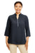 Devon & Jones DP611W Womens Perfect Fit Short Sleeve 1/4 Zip Crepe Tunic Black Front