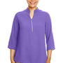 Devon & Jones Womens Perfect Fit Short Sleeve 1/4 Zip Crepe Tunic - Grape Purple