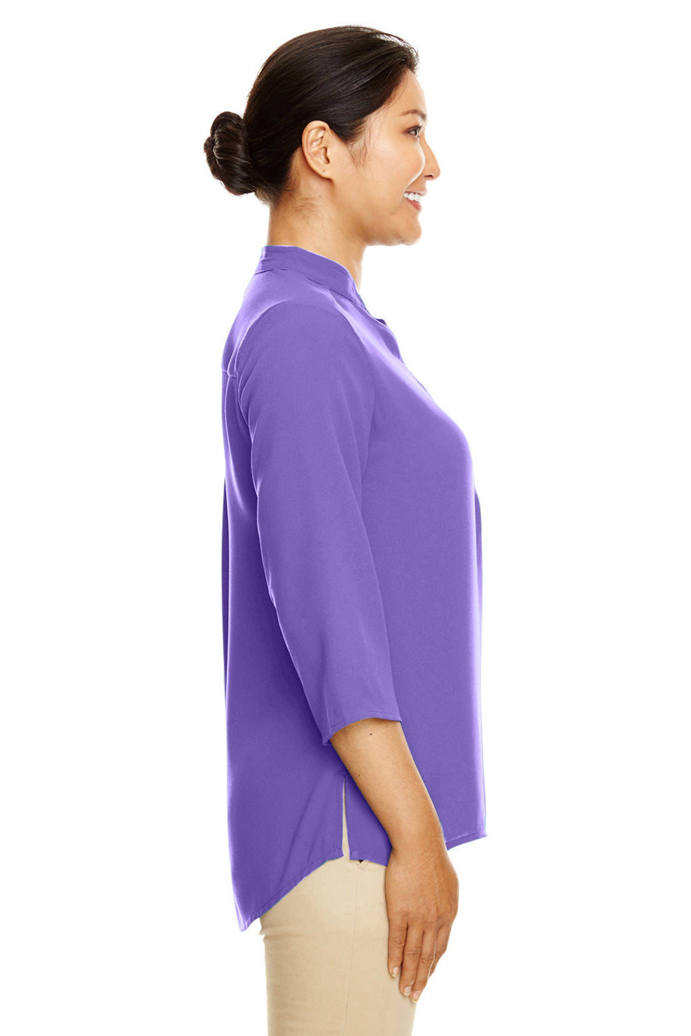Devon & Jones DP611W Womens Perfect Fit Short Sleeve 1/4 Zip Crepe Tunic Grape Purple SIde