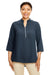 Devon & Jones DP611W Womens Perfect Fit Short Sleeve 1/4 Zip Crepe Tunic Navy Blue Front