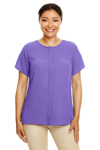 Devon & Jones DP612W Womens Perfect Fit Short Sleeve Blouse Grape Purple Front