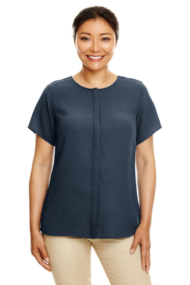 Devon & Jones DP612W Womens Perfect Fit Short Sleeve Blouse Navy Blue Front