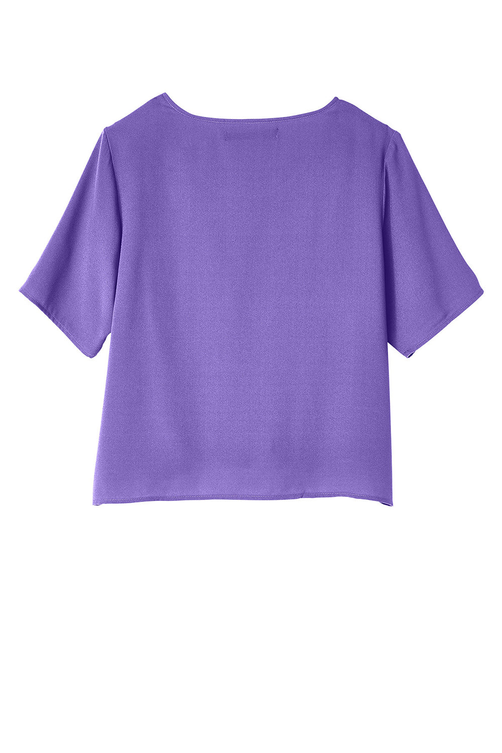 Devon & Jones DP617W Womens Perfect Fit Tie Front Short Sleeve Blouse Grape Purple Flat Back