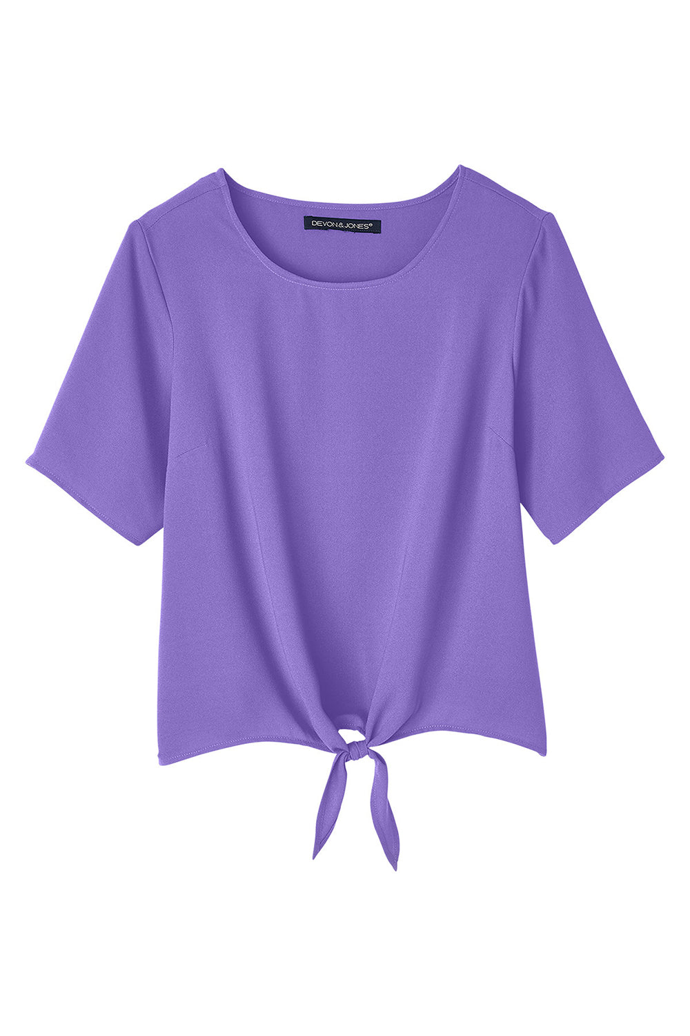 Devon & Jones DP617W Womens Perfect Fit Tie Front Short Sleeve Blouse Grape Purple Flat Front