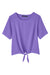 Devon & Jones DP617W Womens Perfect Fit Tie Front Short Sleeve Blouse Grape Purple Flat Front