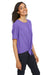 Devon & Jones DP617W Womens Perfect Fit Tie Front Short Sleeve Blouse Grape Purple 3Q