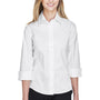 Devon & Jones Womens Perfect Fit 3/4 Sleeve Button Down Shirt - White