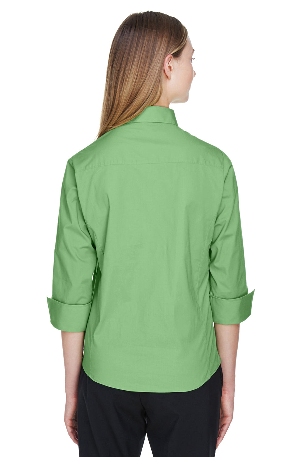 Devon & Jones DP625W Womens Perfect Fit 3/4 Sleeve Button Down Shirt Lime Green Back