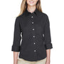 Devon & Jones Womens Perfect Fit 3/4 Sleeve Button Down Shirt - Black