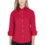 Devon & Jones Womens Perfect Fit 3/4 Sleeve Button Down Shirt - Red - Closeout
