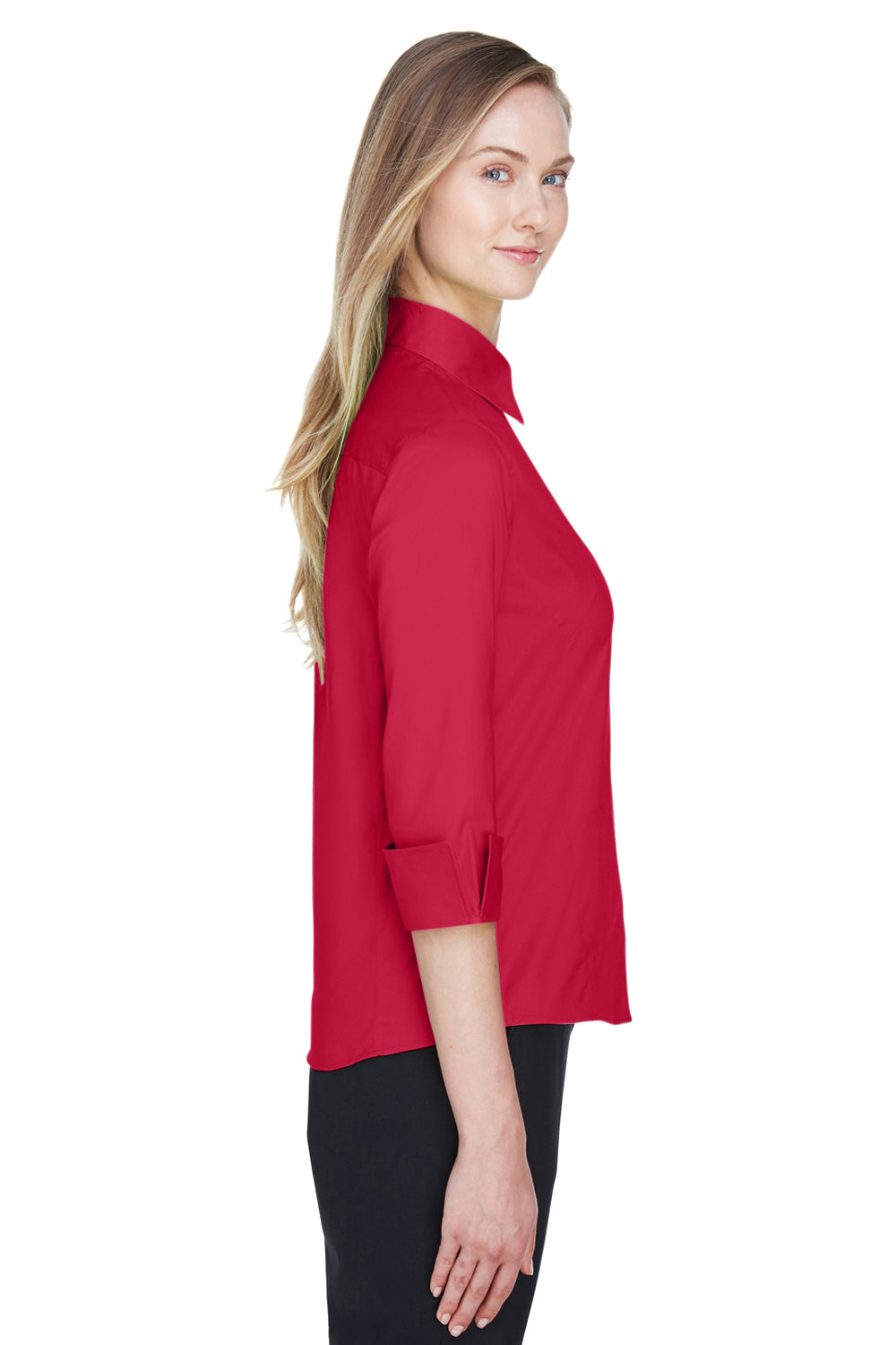 Devon & Jones DP625W Womens Perfect Fit 3/4 Sleeve Button Down Shirt Red Side