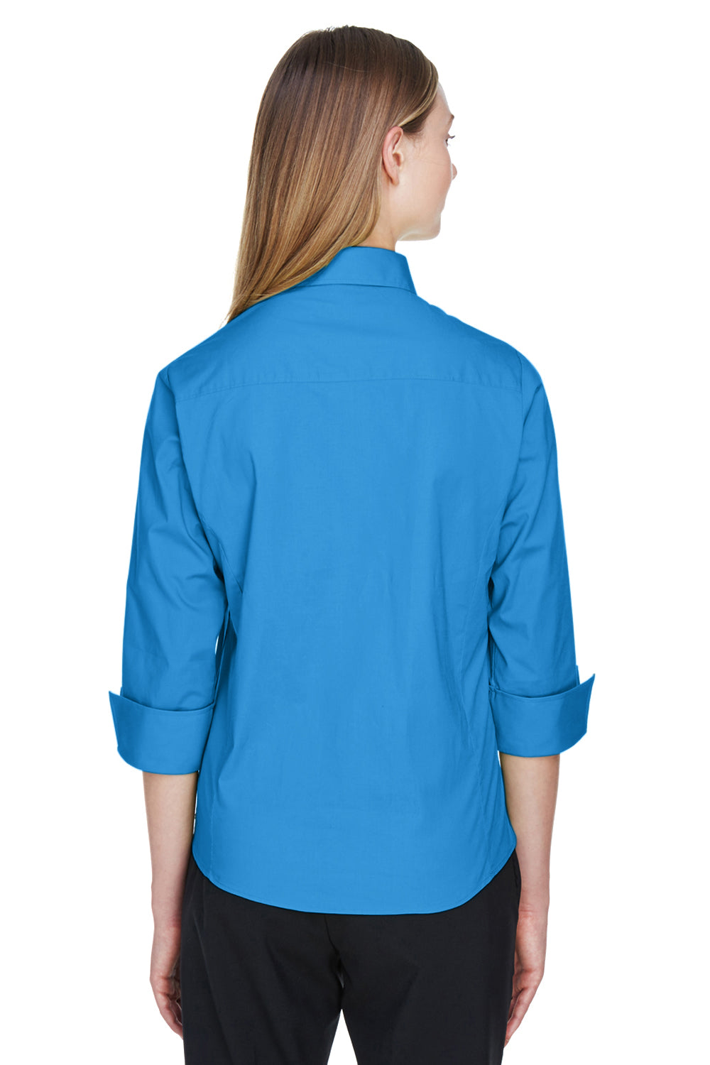 Devon & Jones DP625W Womens Perfect Fit 3/4 Sleeve Button Down Shirt French Blue Back
