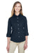 Devon & Jones DP625W Womens Perfect Fit 3/4 Sleeve Button Down Shirt Navy Blue Front