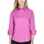Devon & Jones Womens Perfect Fit 3/4 Sleeve Button Down Shirt - Charity Pink - Closeout