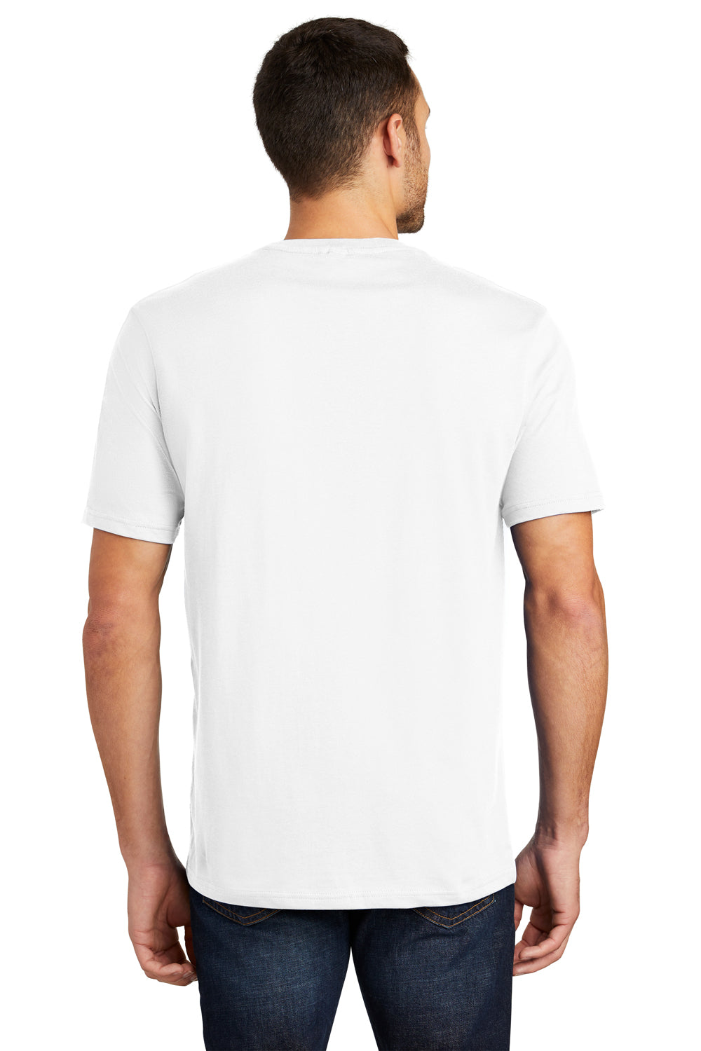 District DT104 Mens Perfect Weight Short Sleeve Crewneck T-Shirt White Back