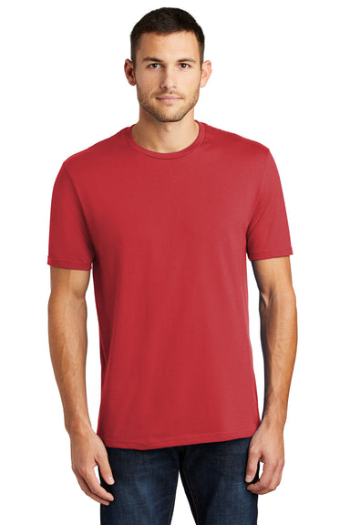 District DT104 Mens Perfect Weight Short Sleeve Crewneck T-Shirt Red Front