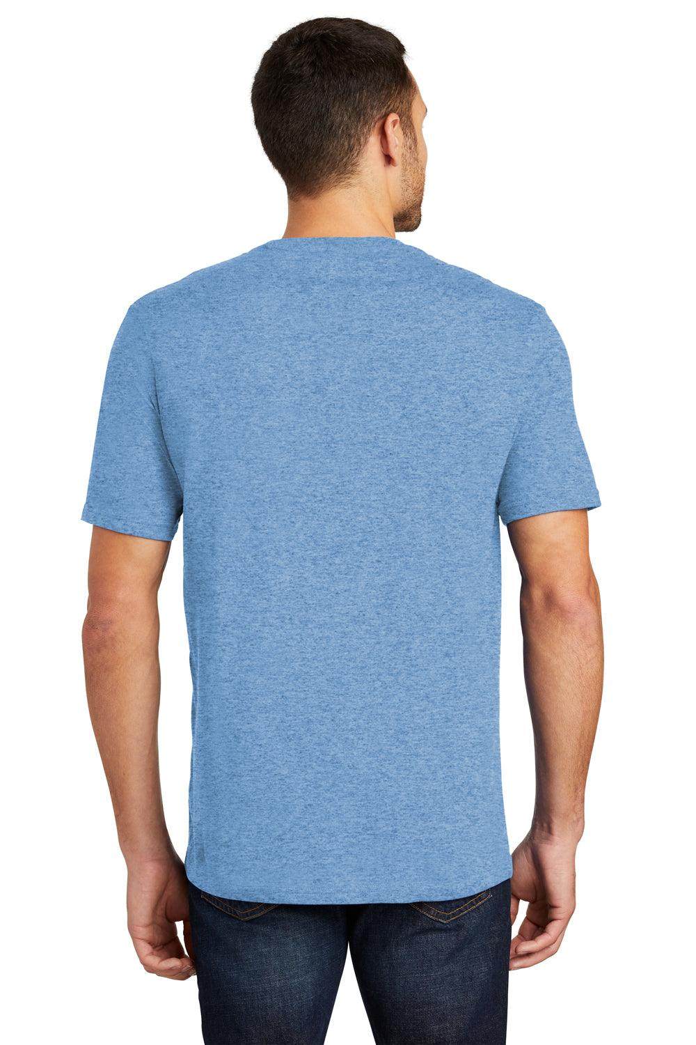 District DT104 Mens Perfect Weight Short Sleeve Crewneck T-Shirt Denim Blue Back