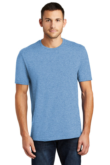 District DT104 Mens Perfect Weight Short Sleeve Crewneck T-Shirt Denim Blue Front
