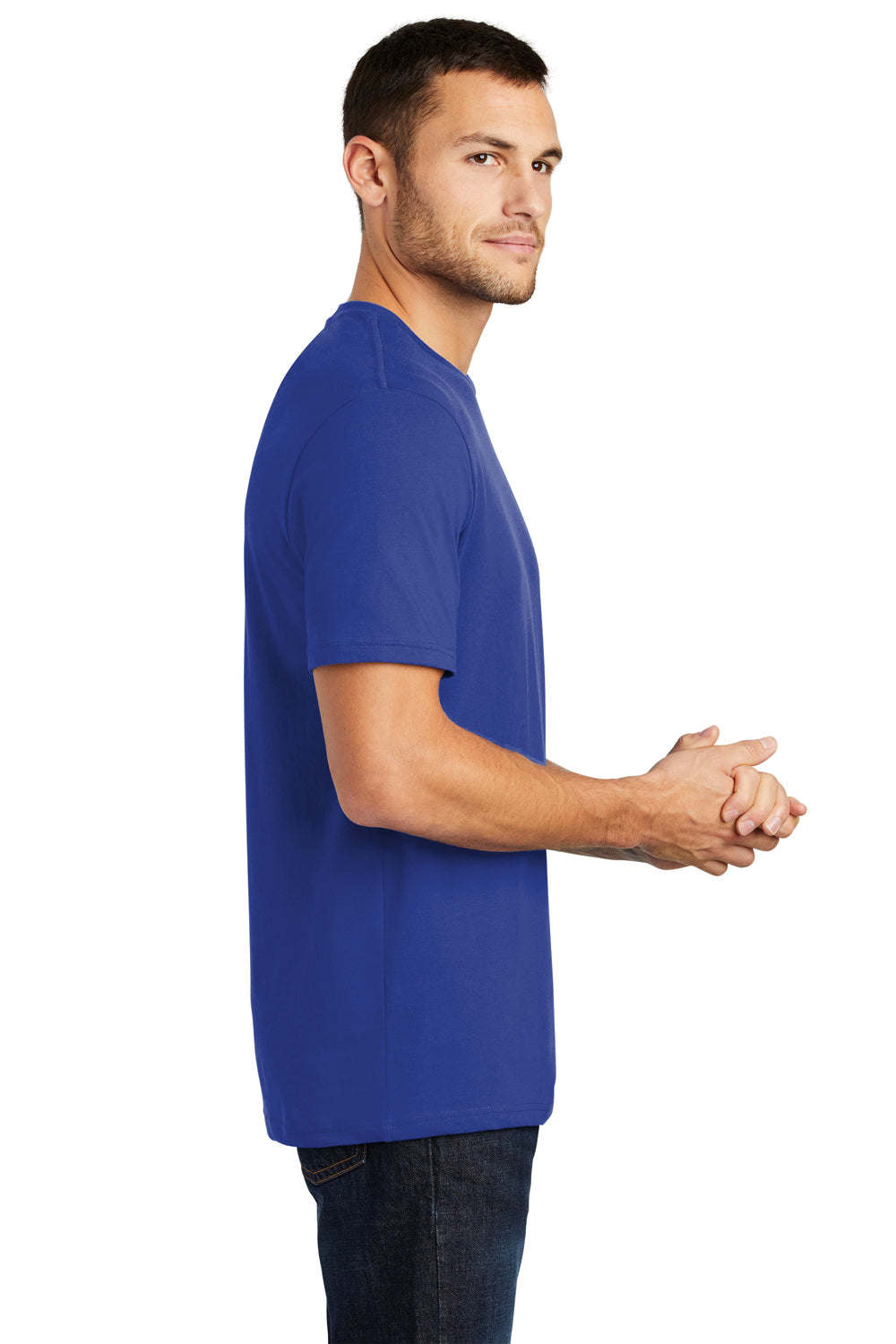 District DT104 Mens Perfect Weight Short Sleeve Crewneck T-Shirt Royal Blue Side