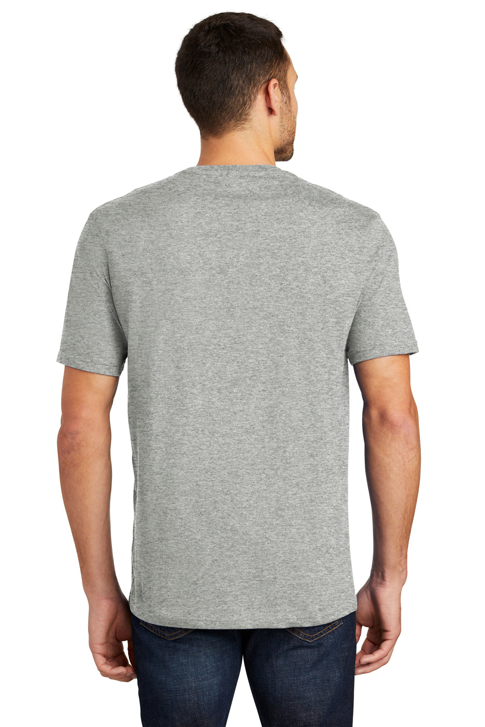 District DT104 Mens Perfect Weight Short Sleeve Crewneck T-Shirt Heather Steel Grey Back