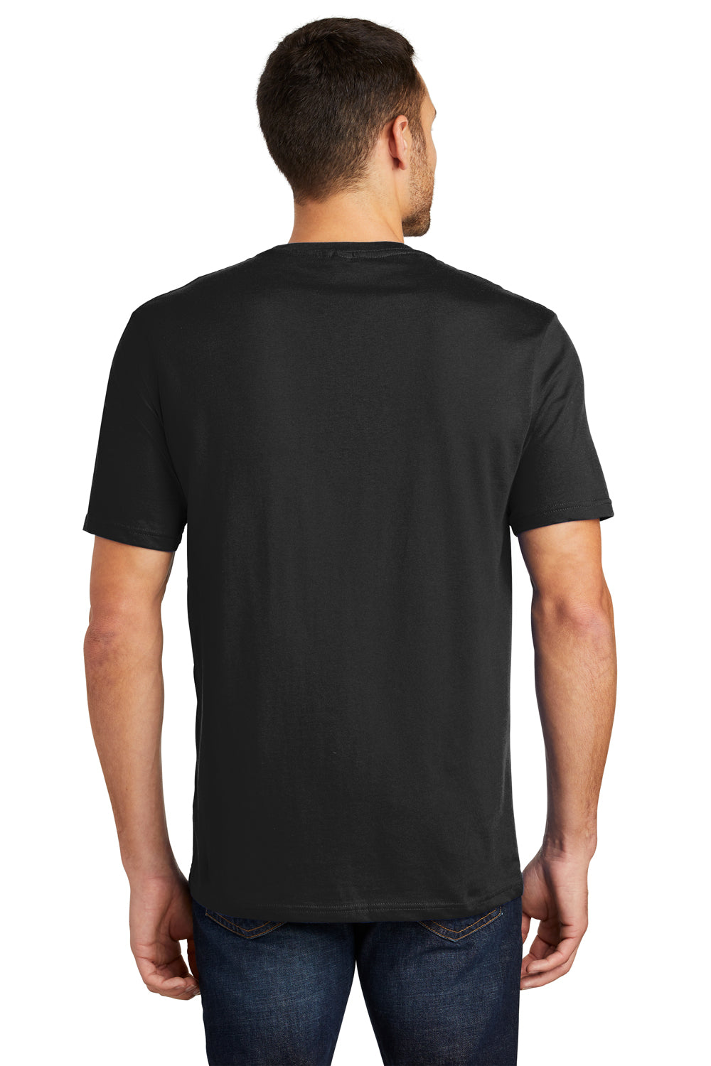 District DT104 Mens Perfect Weight Short Sleeve Crewneck T-Shirt Black Back