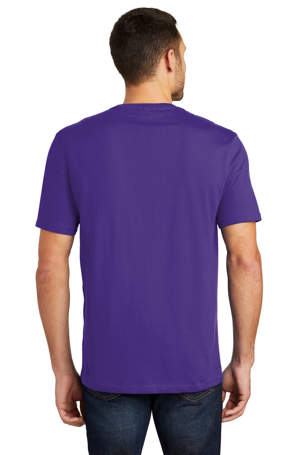 District DT104 Mens Perfect Weight Short Sleeve Crewneck T-Shirt Purple Back