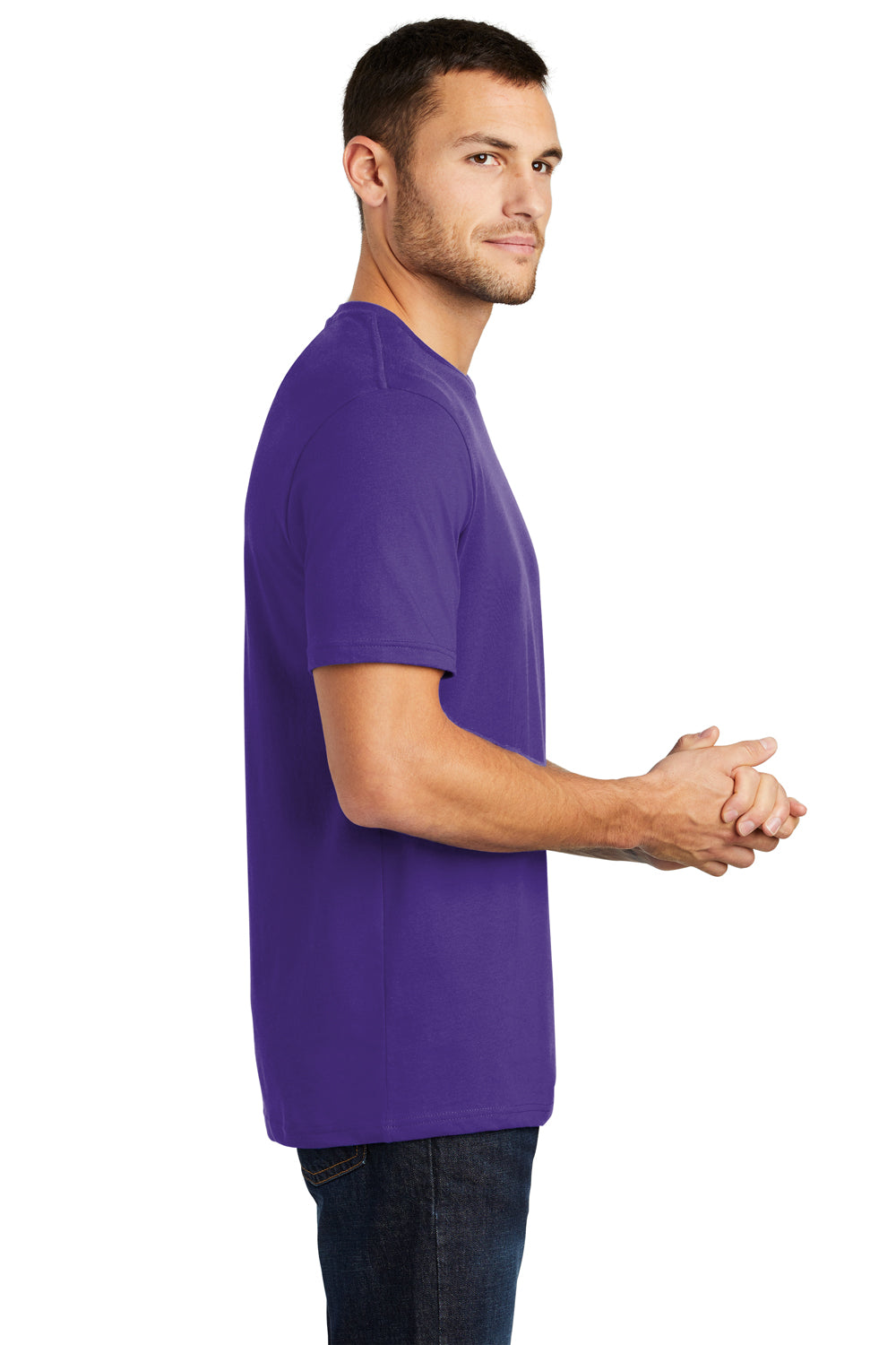District DT104 Mens Perfect Weight Short Sleeve Crewneck T-Shirt Purple Side