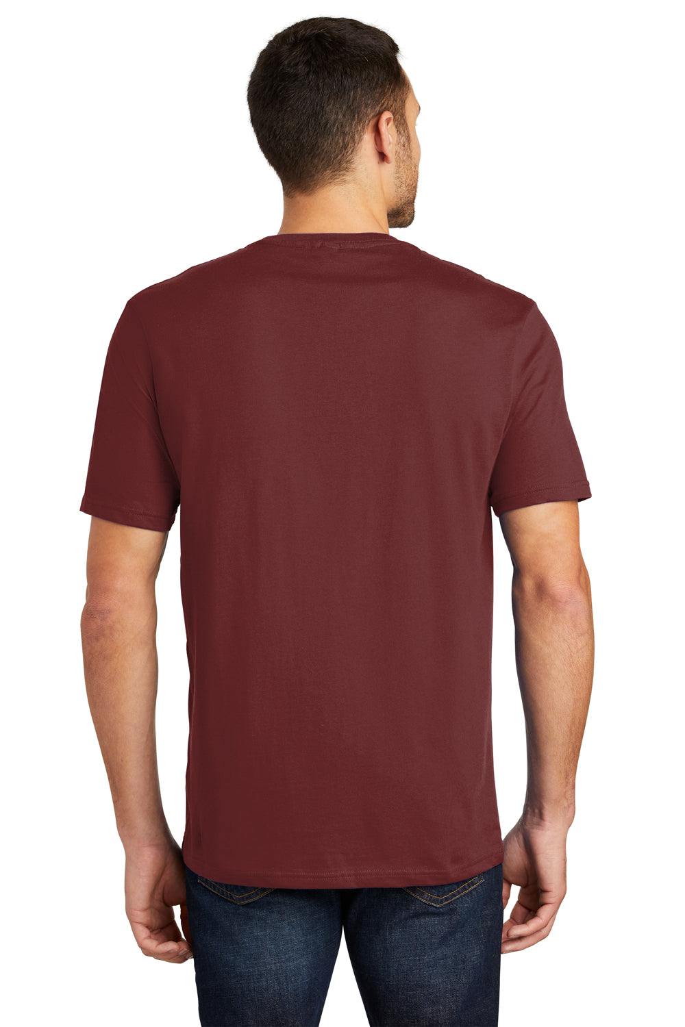 District DT104 Mens Perfect Weight Short Sleeve Crewneck T-Shirt Sangria Red Back