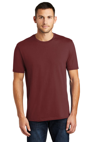 District DT104 Mens Perfect Weight Short Sleeve Crewneck T-Shirt Sangria Red Front
