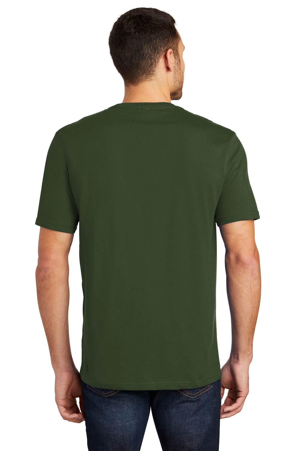 District DT104 Mens Perfect Weight Short Sleeve Crewneck T-Shirt Thyme Green Back