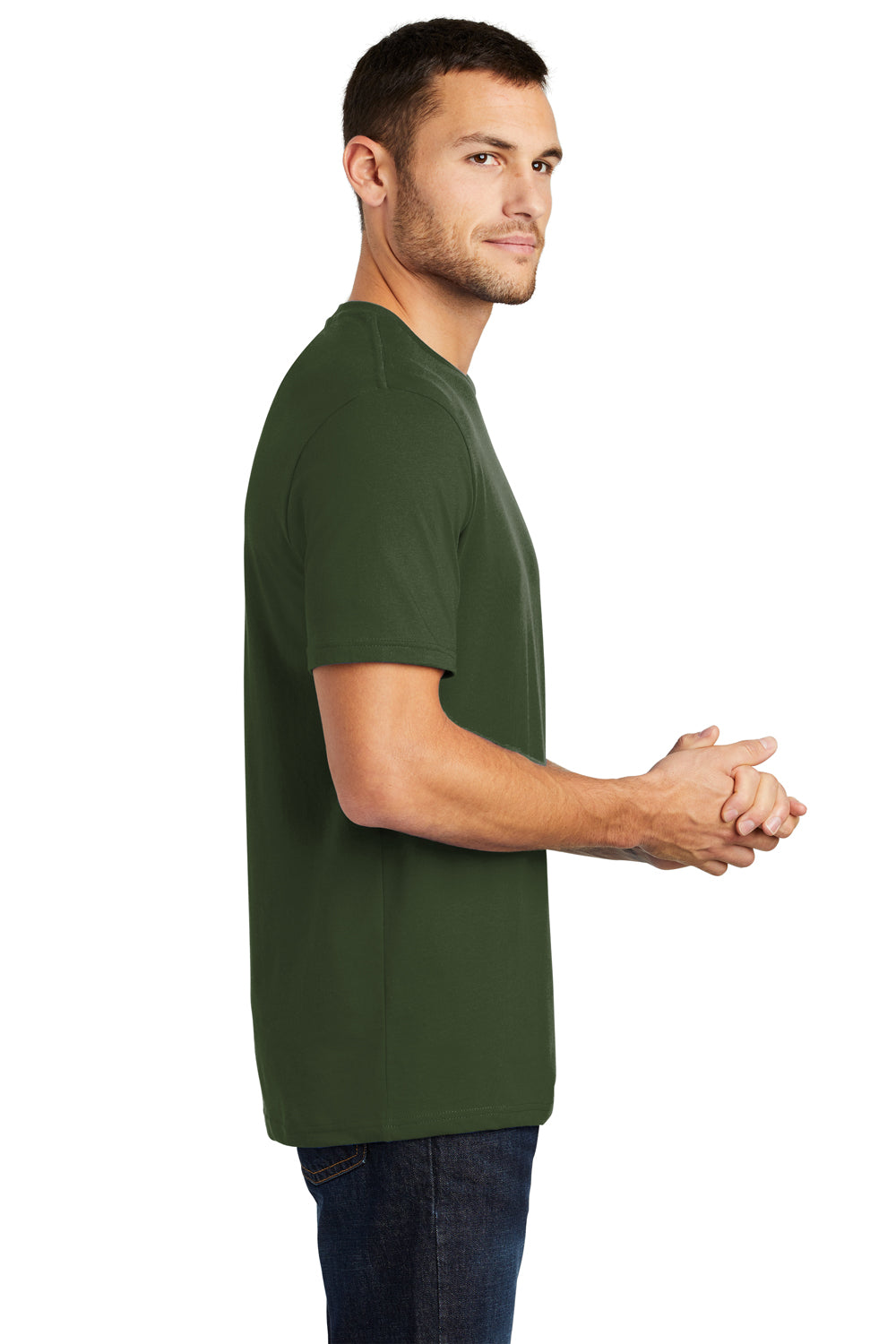 District DT104 Mens Perfect Weight Short Sleeve Crewneck T-Shirt Thyme Green Side