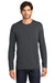 District DT105 Mens Perfect Weight Long Sleeve Crewneck T-Shirt Charcoal Grey Front