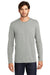 District DT105 Mens Perfect Weight Long Sleeve Crewneck T-Shirt Heather Steel Grey Front