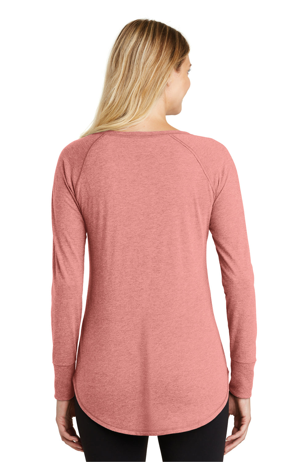District DT132L Womens Perfect Tri Long Sleeve Crewneck T-Shirt Blush Pink Frost Back