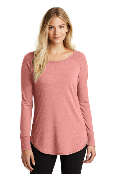 District DT132L Womens Perfect Tri Long Sleeve Crewneck T-Shirt Blush Pink Frost Front