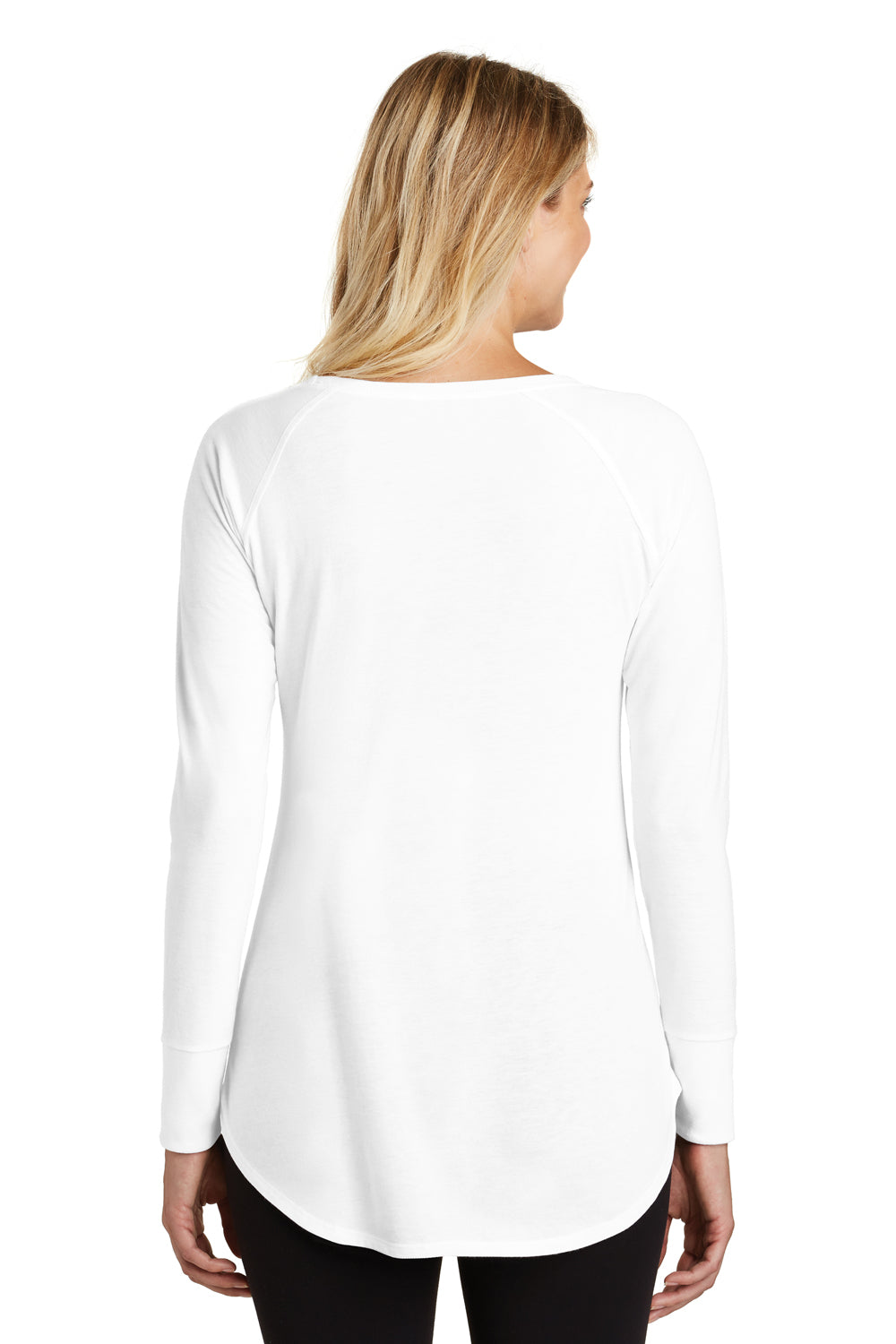 District DT132L Womens Perfect Tri Long Sleeve Crewneck T-Shirt White Back