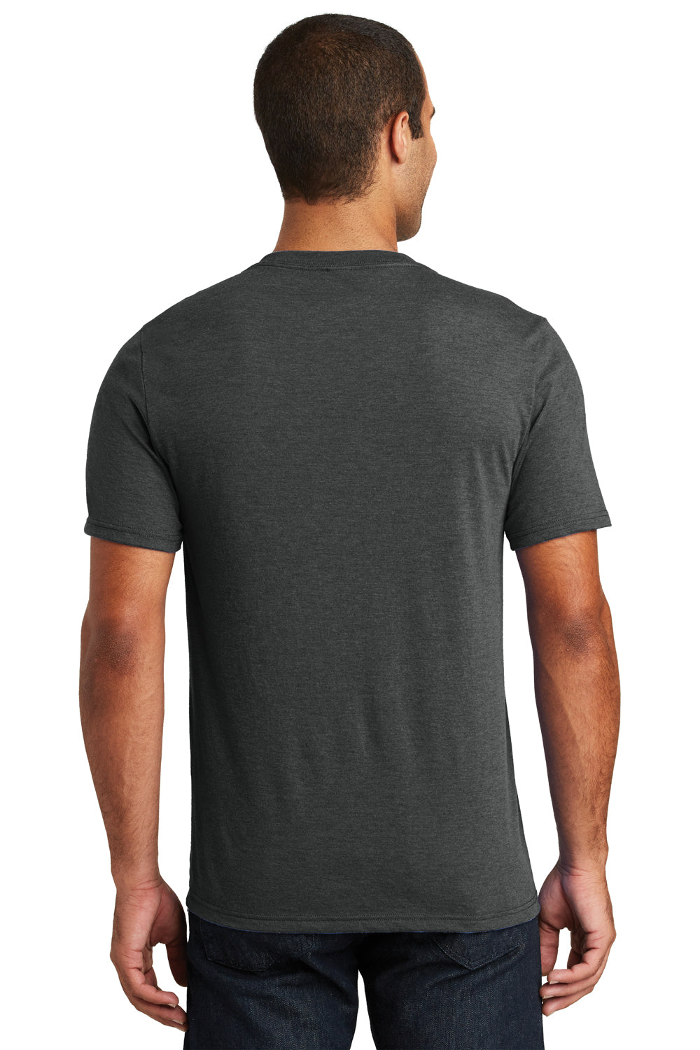 District DT1350 Mens Perfect Tri Short Sleeve V-Neck T-Shirt Black Frost Back