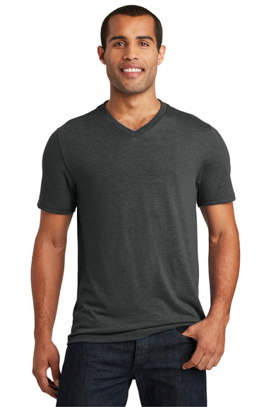 District DT1350 Mens Perfect Tri Short Sleeve V-Neck T-Shirt Black Frost Front