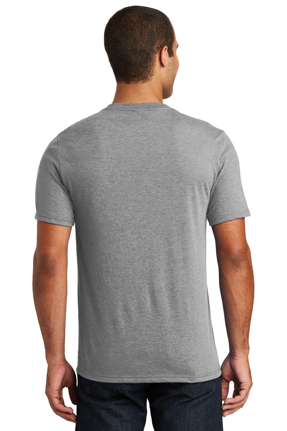 District DT1350 Mens Perfect Tri Short Sleeve V-Neck T-Shirt Grey Frost Back