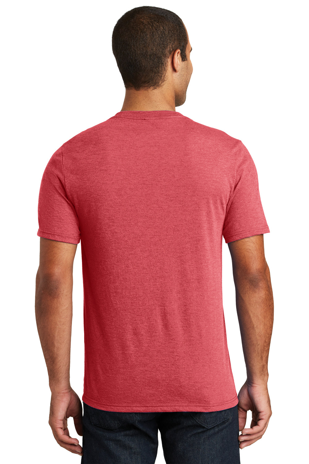 District DT1350 Mens Perfect Tri Short Sleeve V-Neck T-Shirt Red Frost Back