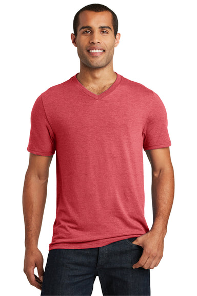 District DT1350 Mens Perfect Tri Short Sleeve V-Neck T-Shirt Red Frost Front